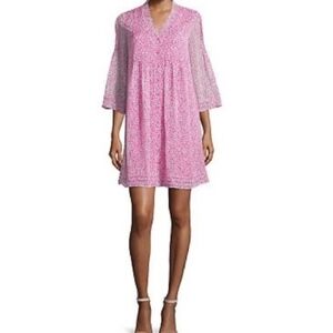 Diane von Furstenberg (DVF) Layla Pink Floral 100% Silk Dress Size 2 Vacation